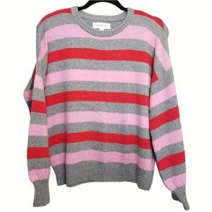 POPSUGAR Red/Pink/Gray Oversized Striped Sweater S
